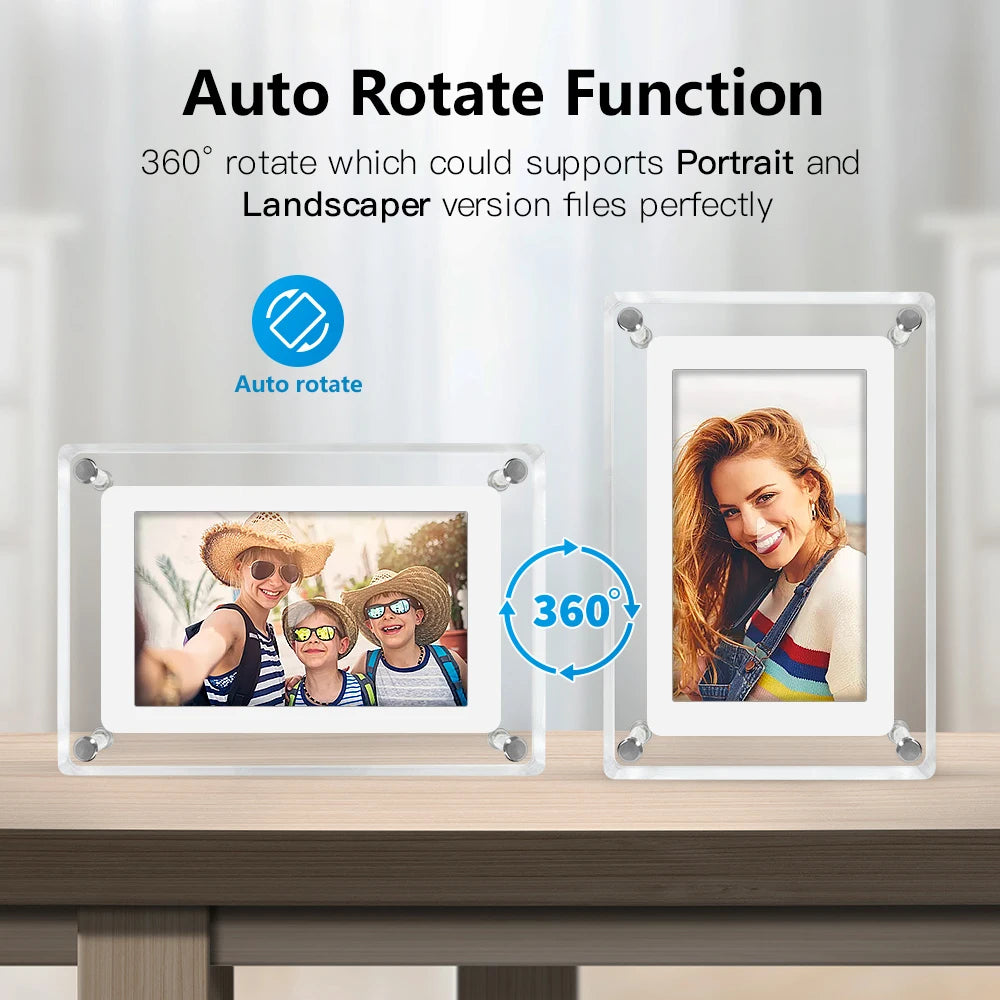 Cadre numérique acrylique 5 pouces IPS 4Go 1200mAh