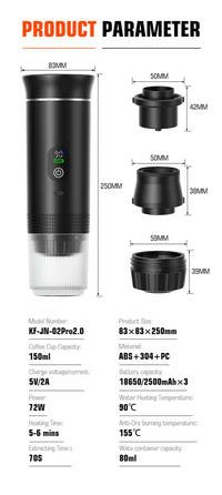 Machine café expresso portable sans fil 3en1 capsules