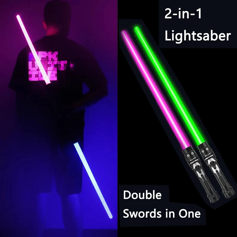 Sabre laser 2-en-1 télescopique 7 couleurs avec son