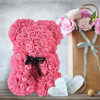 Ours rose 25cm peluche avec boîte cadeau romantique femme