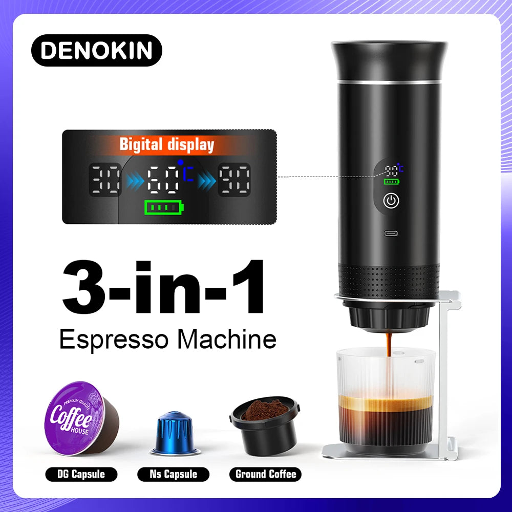Machine café expresso portable sans fil 3en1 capsules