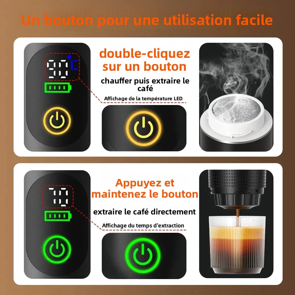 Machine café expresso portable sans fil 3en1 capsules