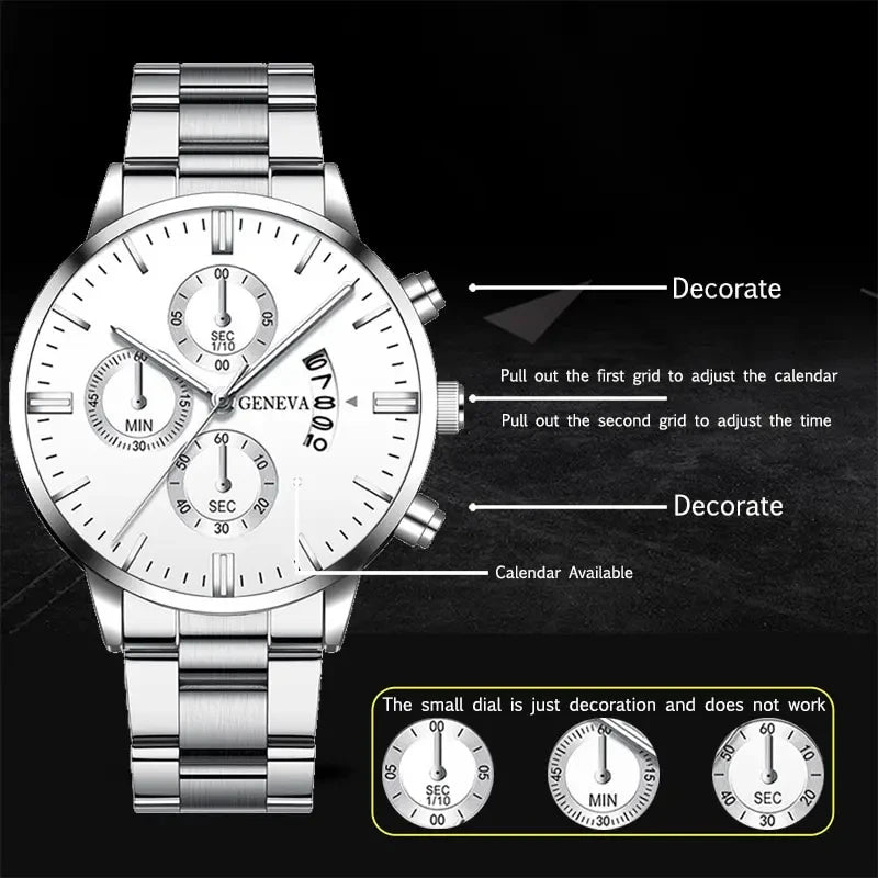 Montre homme 40mm quartz acier inoxydable sport