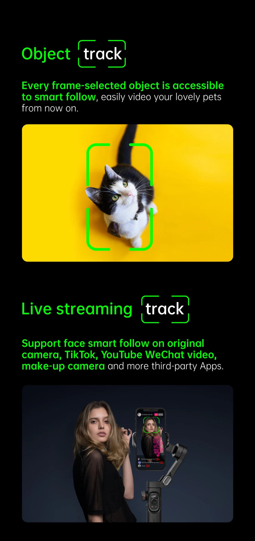 Stabilisateur 3 axes AOCHUAN AI suivi visage smartphone