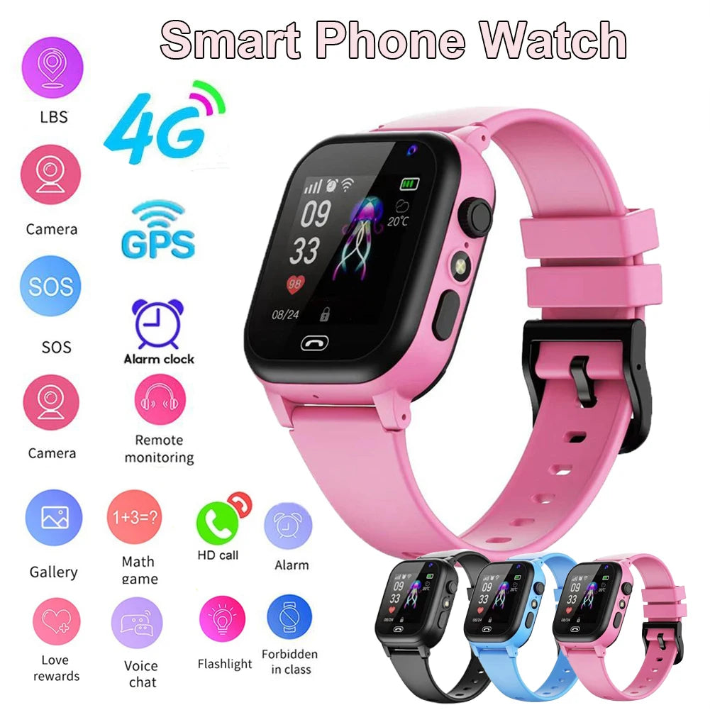 4G enfants montre intelligente pour SOS GPS appel LBS Tracker localisation carte Sim montres horloge multifonctionnelle caméra Chat montre étanche
