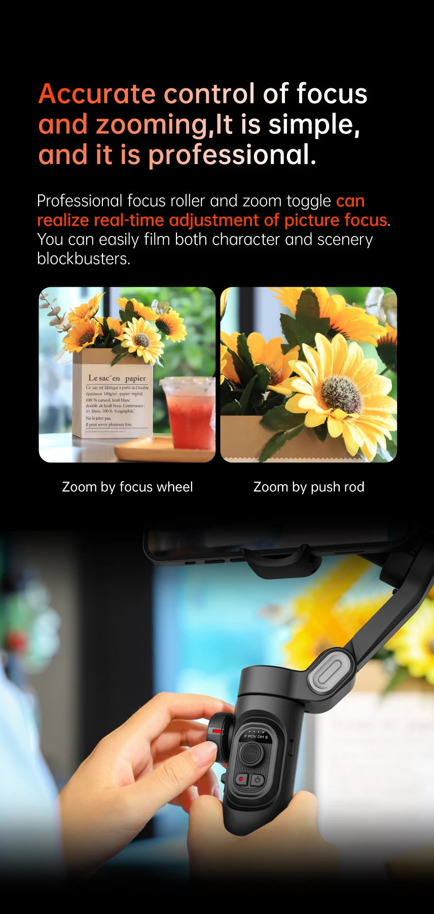 Stabilisateur 3 axes AOCHUAN AI suivi visage smartphone