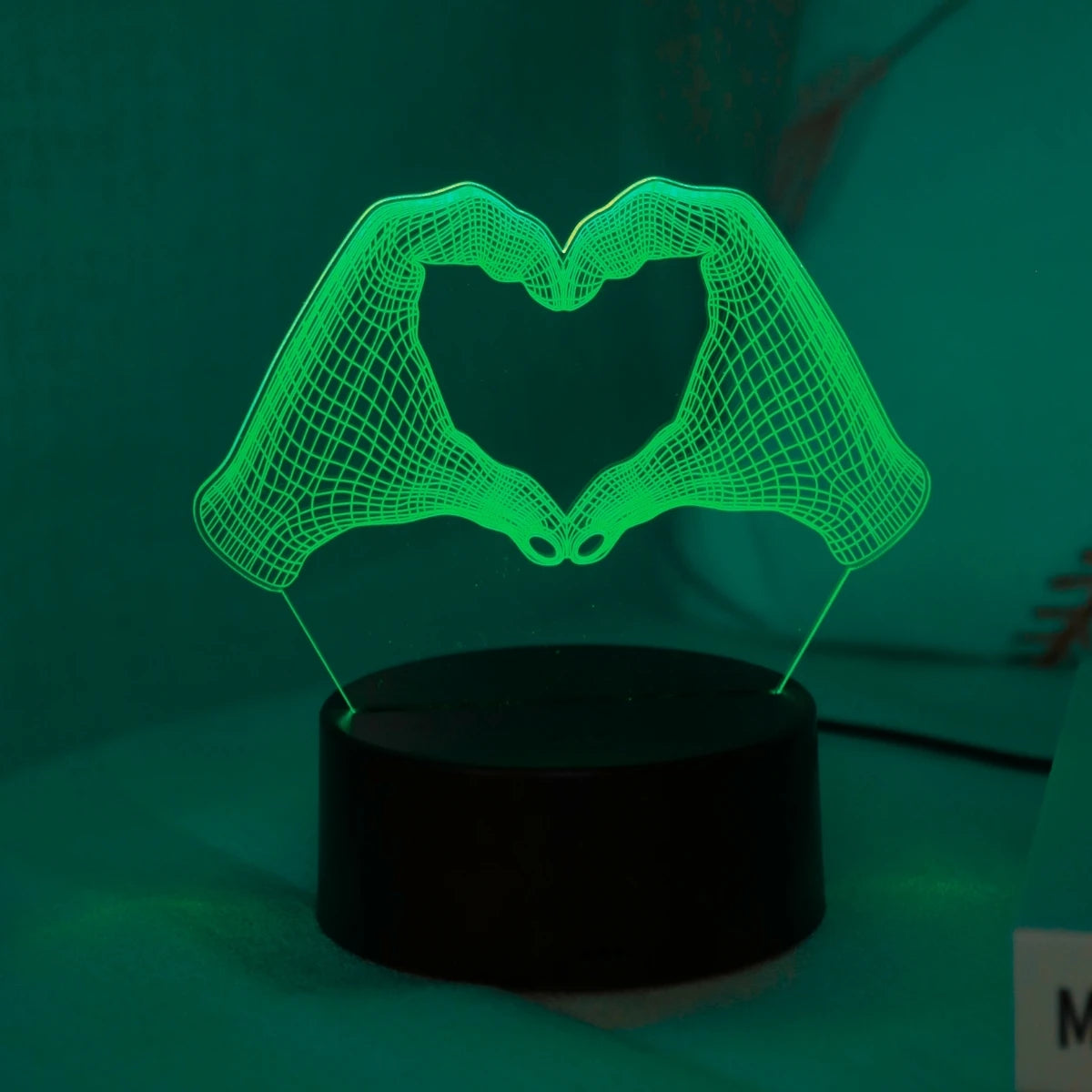 Veilleuse 3D cœur deux mains LED maison bureau cadeau