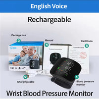 Tensiomètre poignet numérique LED rechargeable fréquence cardiaque tension artérielle