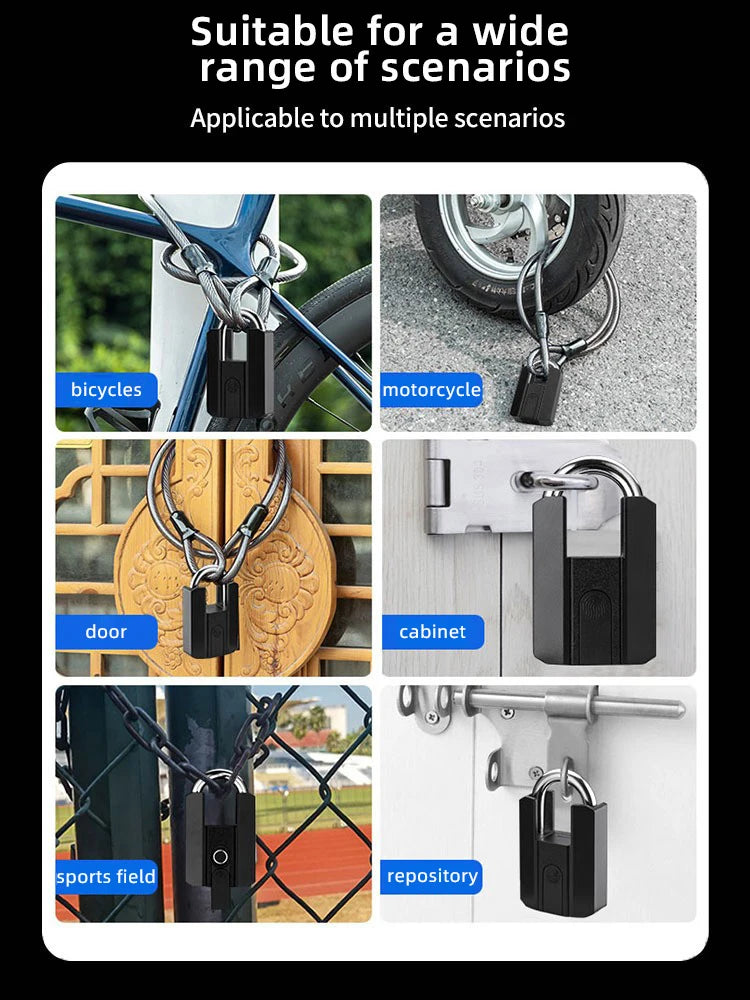 Cadenas intelligent empreinte digitale Bluetooth étanche IP67 rechargeable clé application