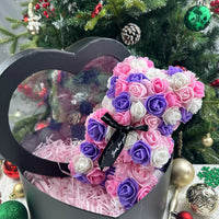 Ours rose 25cm peluche avec boîte cadeau romantique femme