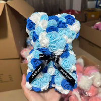 Ours rose 25cm peluche avec boîte cadeau romantique femme