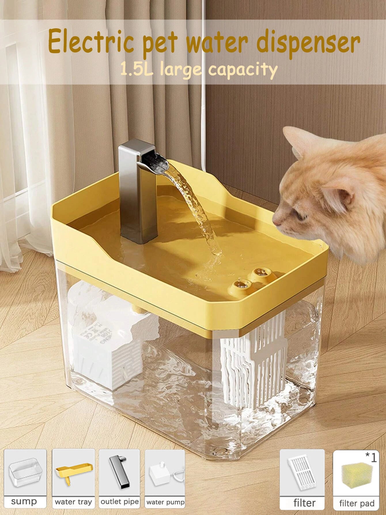 Fontaine à eau pour chat anti séchage avec pompe filtrante