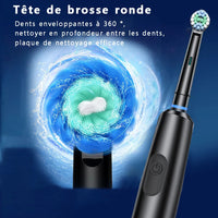 Brosse à dents électrique rechargeable étanche avec 8 têtes