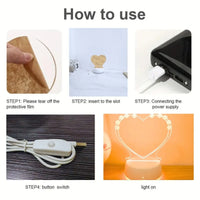 Veilleuse LED cœur tableau affichage USB lumière chaude chambre