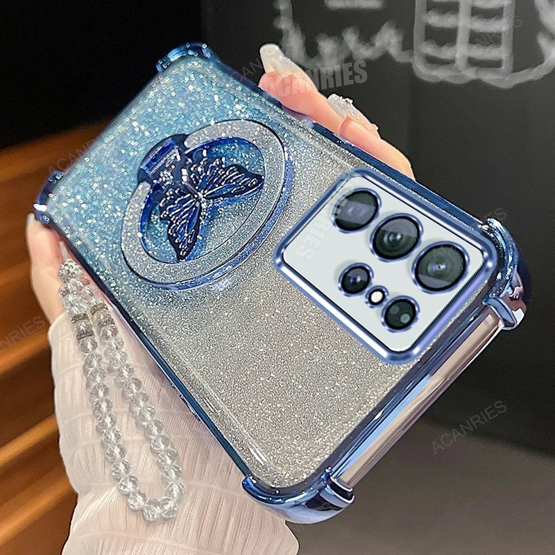 Étui S25 Ultra Samsung S20-S25 antichoc chaîne papillon