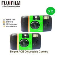 Fujifilm Caméra à film jetable à usage unique Fujifilm Snap rapide/Fujifilm Fun rapide/Fujifilm ACE 400 avec flash 27 expositions photo