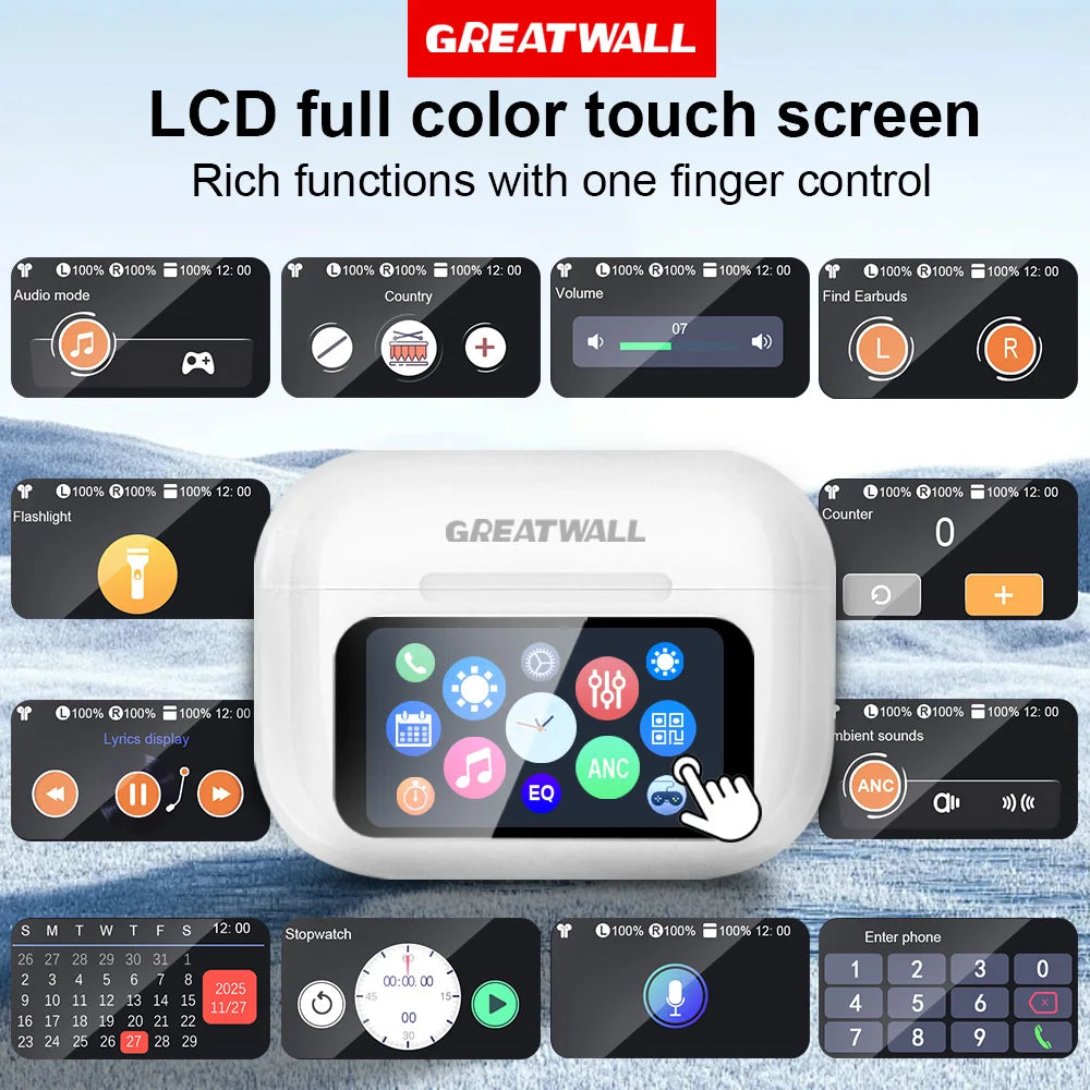 GREATWALL Airs Pro Écouteurs Bluetooth ANC HiFi Étanches