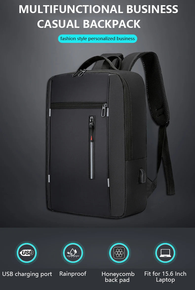 Sac à dos d'affaires étanche pour hommes, sacs à dos d'école USB, sac à dos pour ordinateur portable de 15.6 pouces, sacs à dos de grande capacité pour hommes