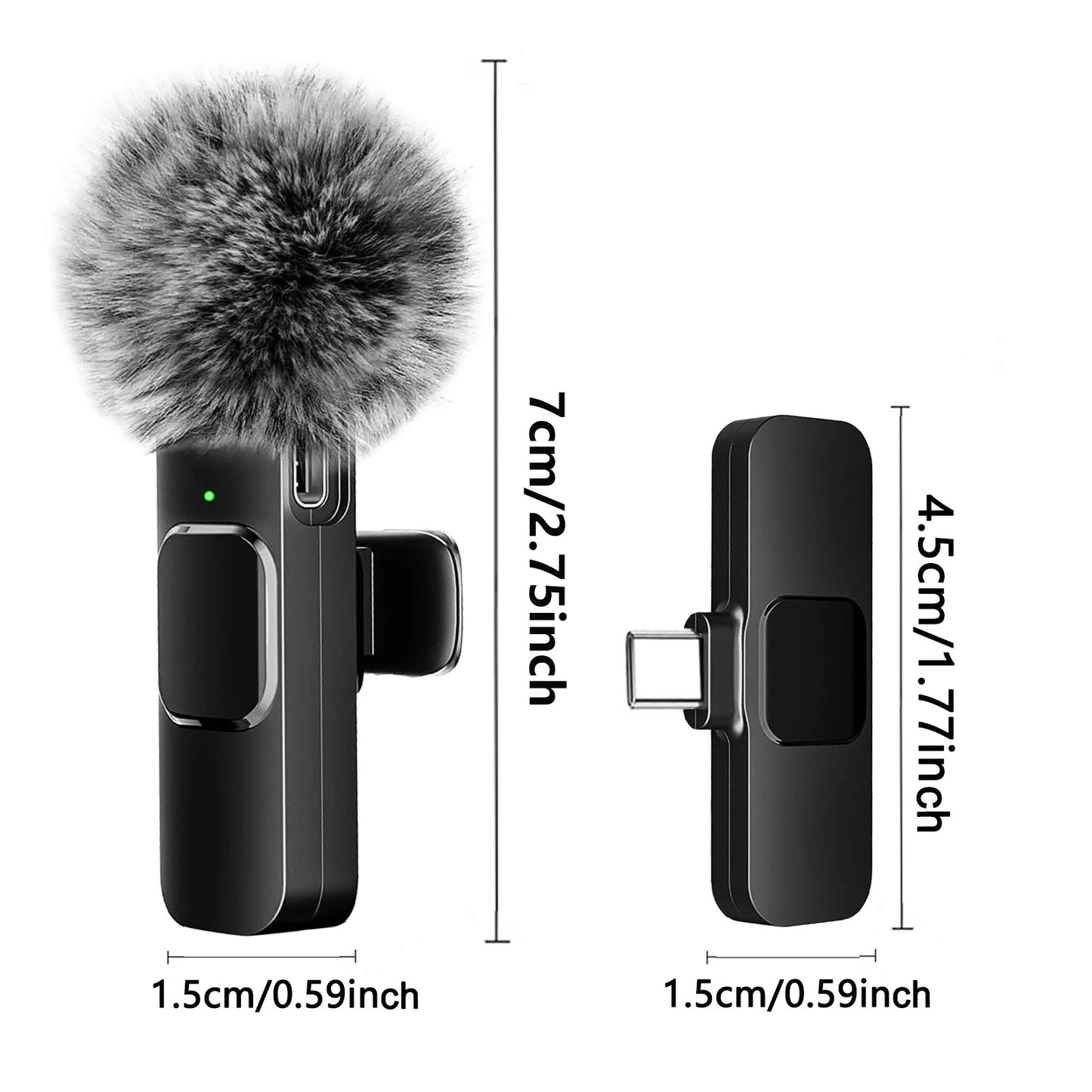 K60 Wireless Lavalier Microphone Mini Audio Video Recording Mic for iPhone Android Laptop Live Gaming Mobile Phone Microphone