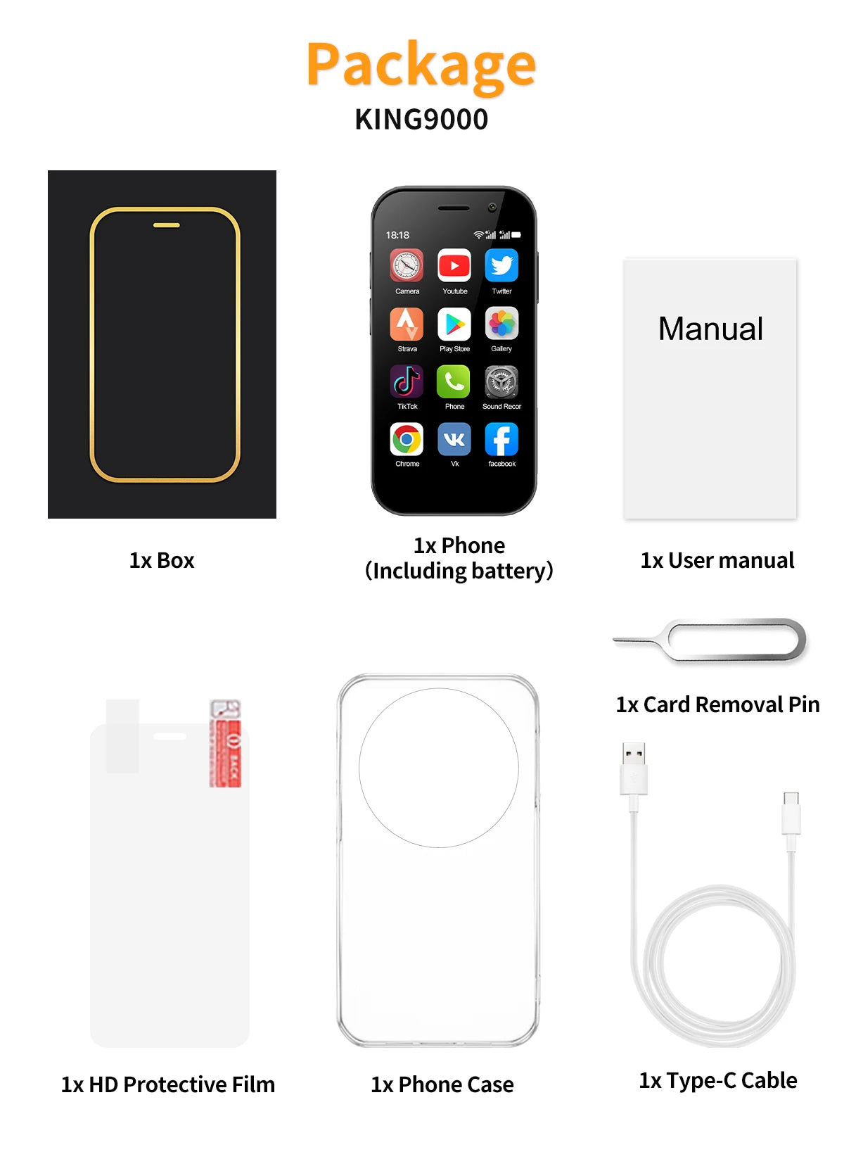 SERVO KING9000, petit téléphone portable Smartphone, écran HD 3.0 ", Android 10.0, réseau 4G, persévérance, 2 Go + 16 Go, 2000mAh,Reconnaissance faciale , mini téléphone portable