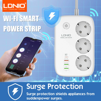 LDNIO – multiprise intelligente Tuya WIFI, câble d'extension de prise ue, adaptateur de synchronisation avec 3 prises, 3 ports USB, application Bluetooth Smart Life