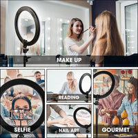 Anneau lumineux LED pour Selfie, 10 pouces, lampe de remplissage à intensité variable pour photographie, avec Mini trépied, pour téléphone portable, vidéo en direct, Studio Photo