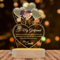 Lampe 3D personnalisée photo texte gravés base bois cadeau