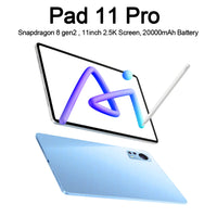 Android 15 tablette Pad 11 Pro 11.0 pouces 2.5K écran Snapdragon 8 gen2 octa-core 22GB RAM 2048GB Wifi-6 20000mAh tablette PC