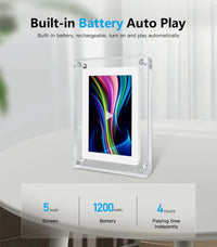 Cadre numérique acrylique 5 pouces IPS 4Go 1200mAh