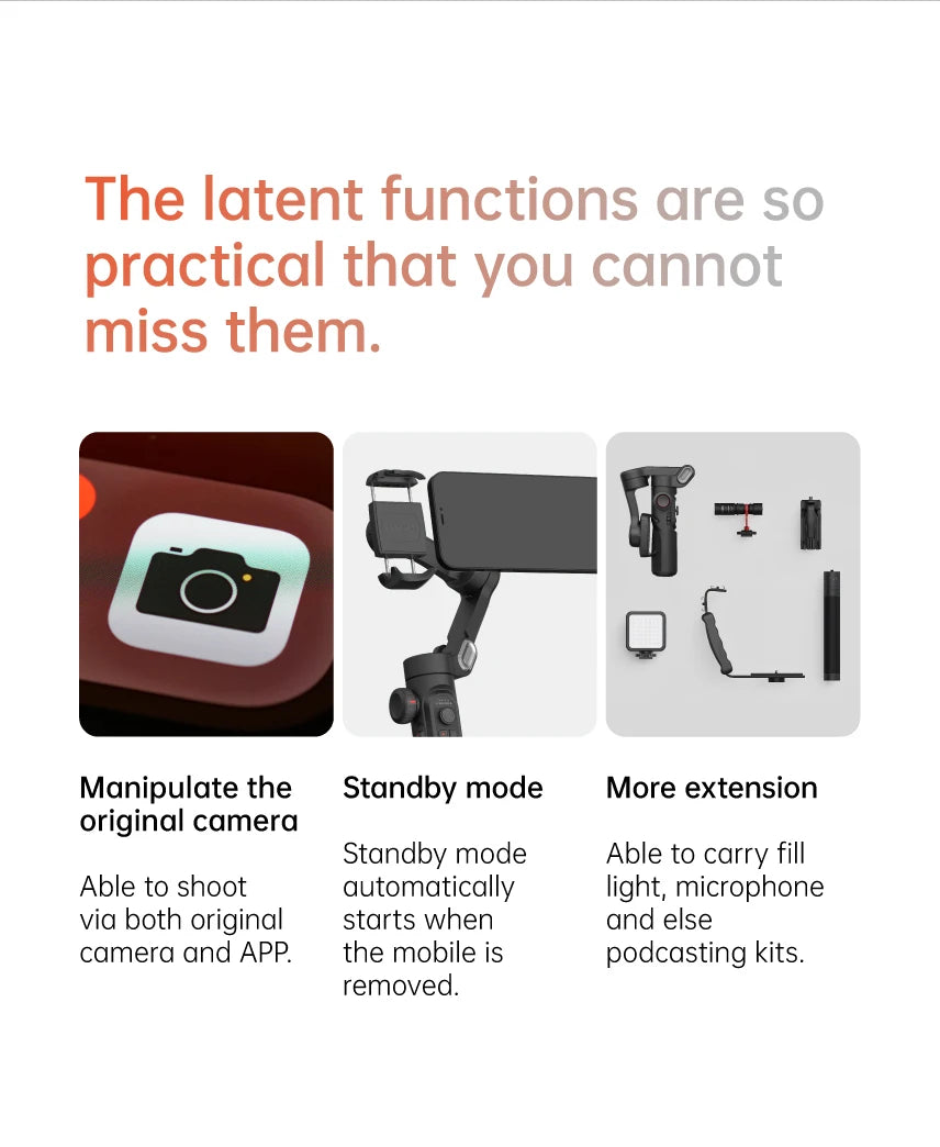 Stabilisateur 3 axes AOCHUAN AI suivi visage smartphone