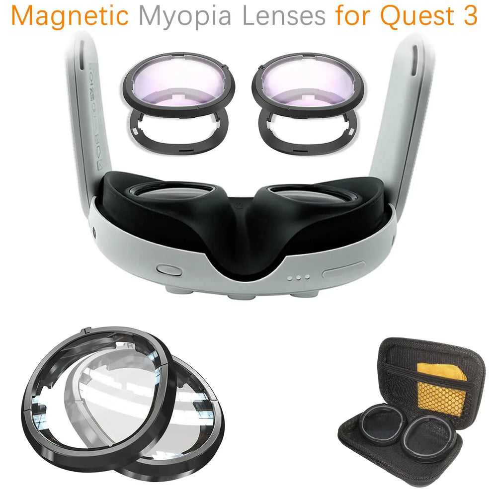 Lentilles VR Quest 3 monture magnétique myopie anti-bleu