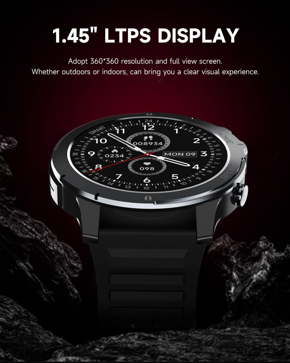 Montre connectée Bluetooth 1,45" pour Android/iPhone, appels