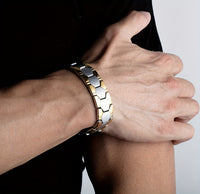 Bracelet sportif titane hexagonal noir gris rouge fermoir réglable